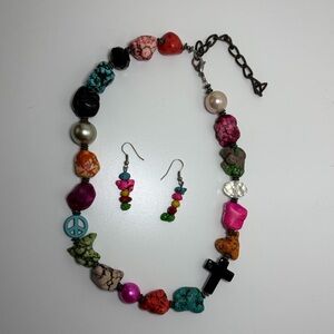 Colorful Beaded Necklace and Earring Set
